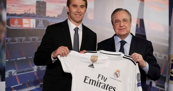Foto: Julen Lopetegui, con Florentino Pérez, en su presentación como entrenador del Real Madrid. (EFE)