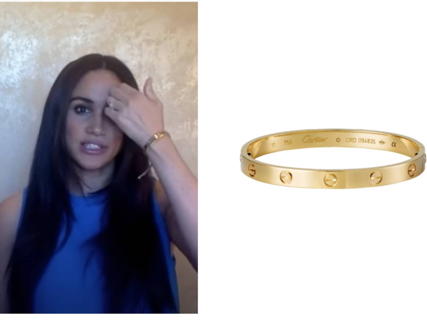 La pulsera de Cartier que lleva Meghan en el vídeo. (Cortesía)