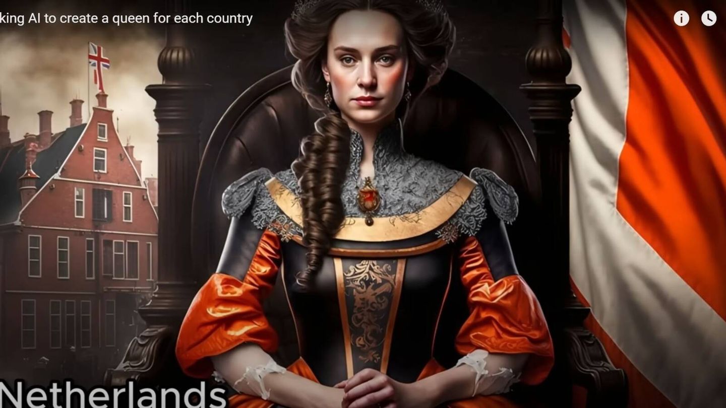Así sería la reina de Holanda según la IA. (YouTube)