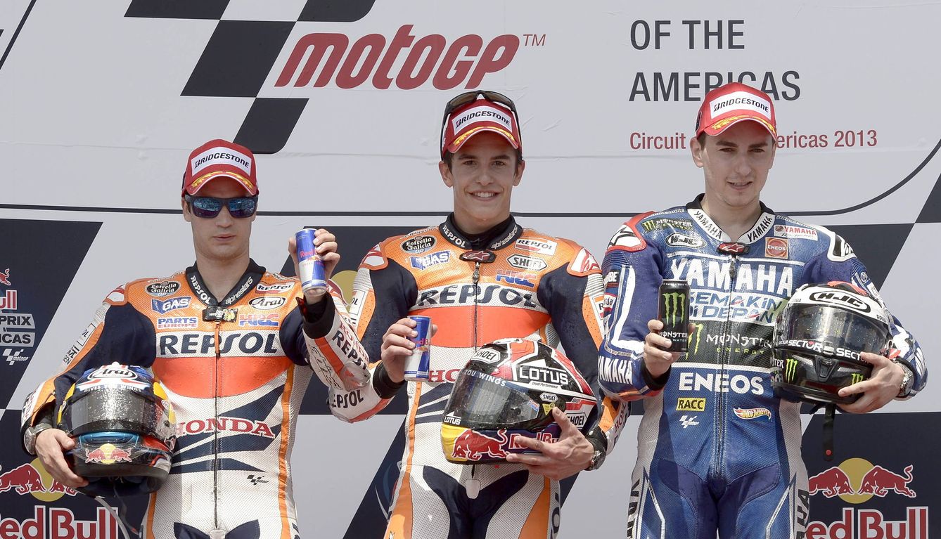 En 2013, Marc Márquez ganó la primera carrera de MotoGP celebrada en el Circuito de las Américas de Austin por delante de Dani Pedrosa y Jorge Lorenzo. (EFE)