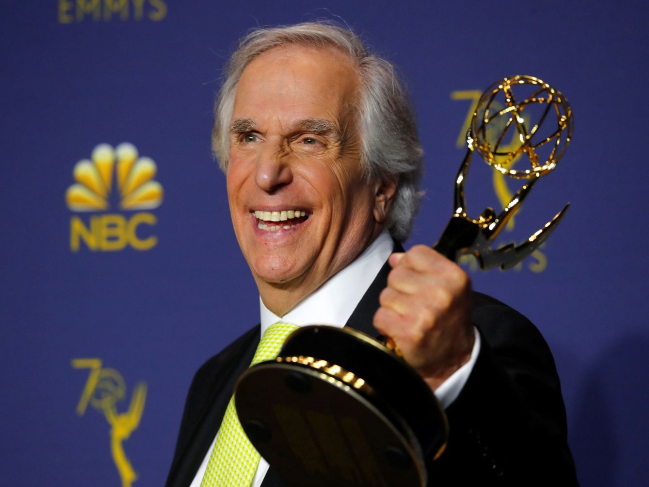 70th Primetime Emmy Awards - Photo Room - Los Angeles, California, U.S., 17 09 2018 - Henry Winkler poses with his Outstanding Supporting Actor in a Comedy Series award for 'Barry.' REUTERS Mike Blake