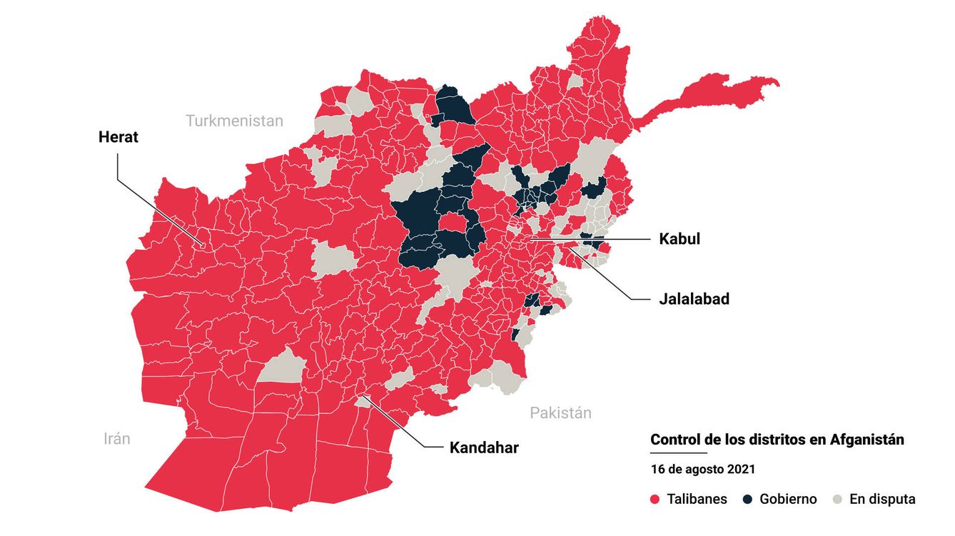 Foto: Mapa de la toma talibán de Afganistán