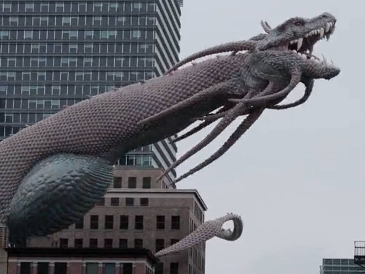 Foto: El artista japonés ha invadido las calles de Nueva York con dragones gigantes (Twitter/@noribros)
