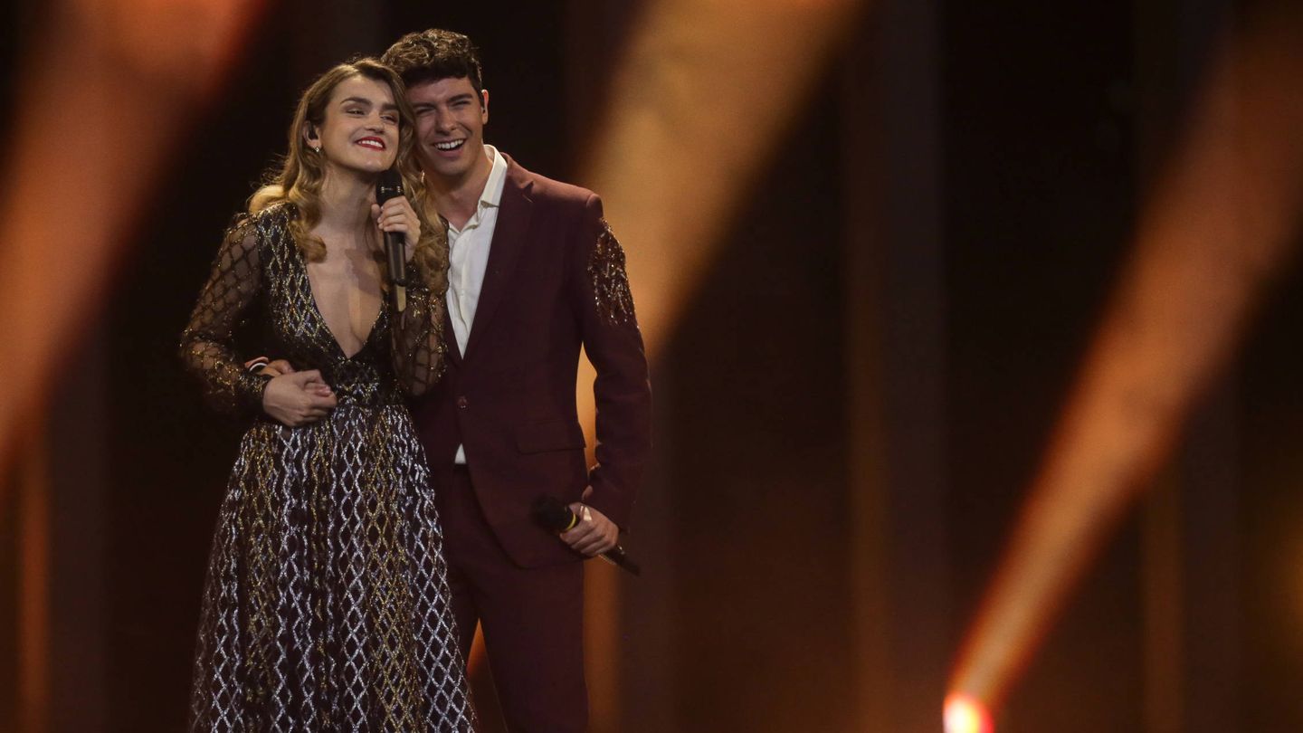 Amaia y Alfred durante su actuación en la gran final de Eurovisión 2018. (Gtres)