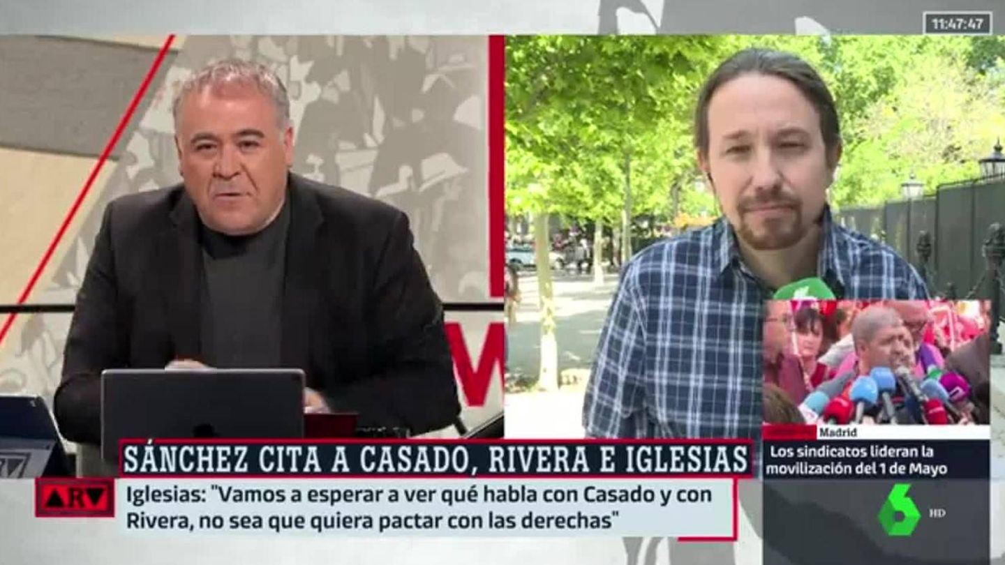 Antonio García Ferreras y Pablo Iglesias, en 'Al rojo vivo'. (La Sexta)