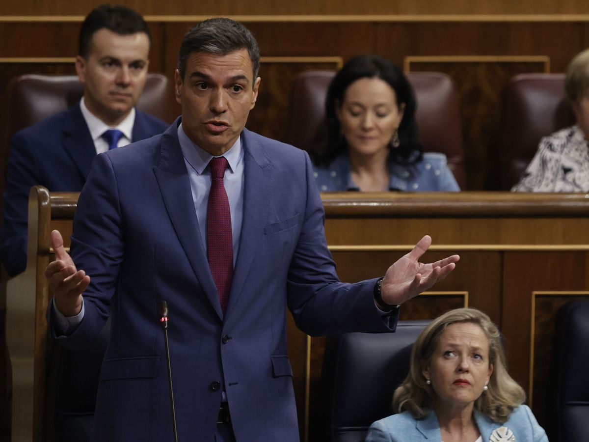 Foto: El presidente del Gobierno, Pedro Sánchez, interviene durante una sesión de control en el Congreso. (EFE/Emilio Naranjo)