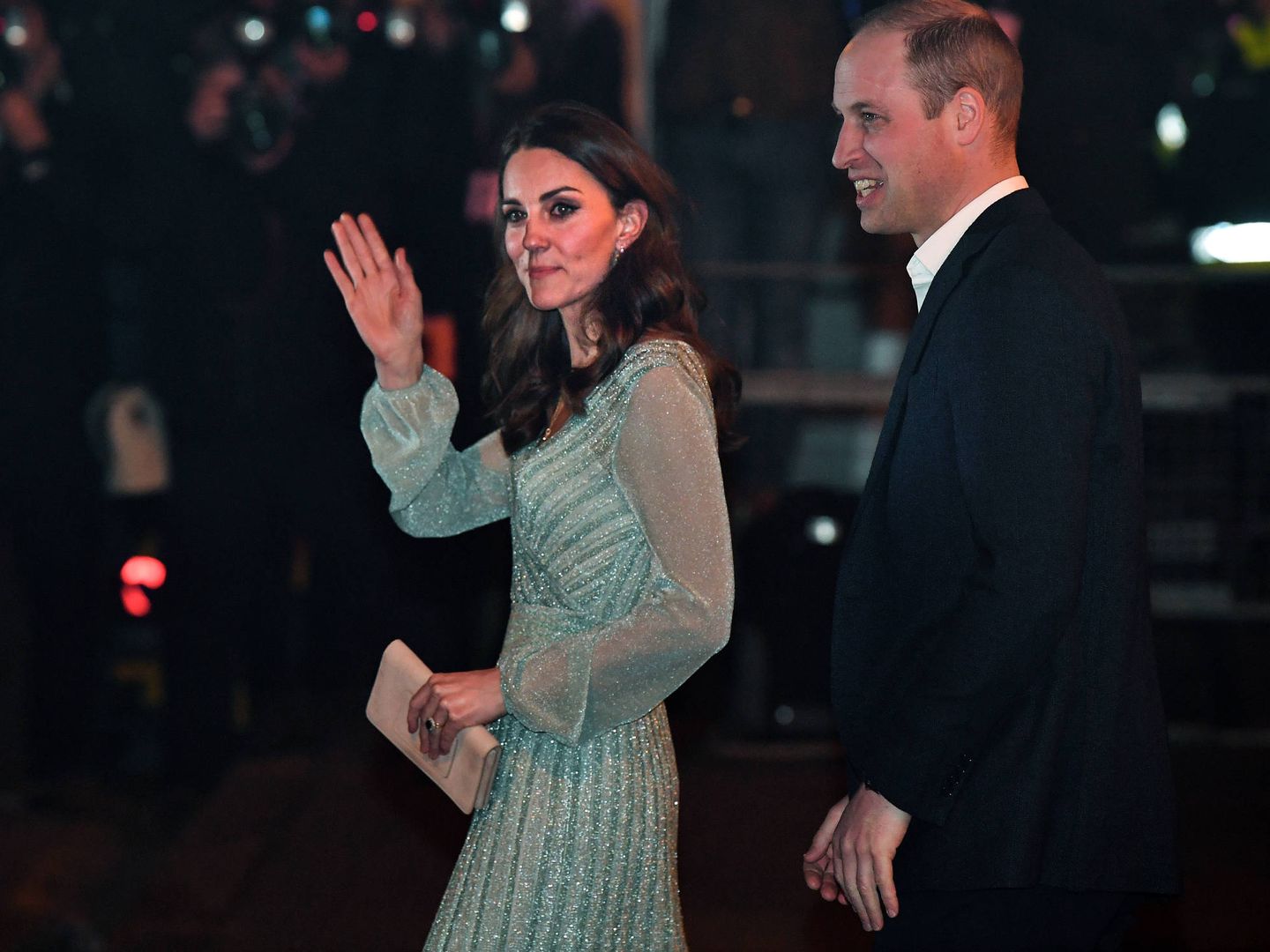 La duquesa de Cambridge, Kate Middleton, a su llegada al Empire Music Hall. (Getty)