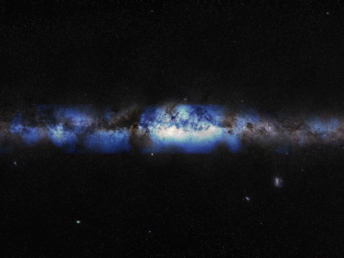 Foto: Composición artística de la Vía Láctea vista con una lente de neutrinos. (Science/Reuters)