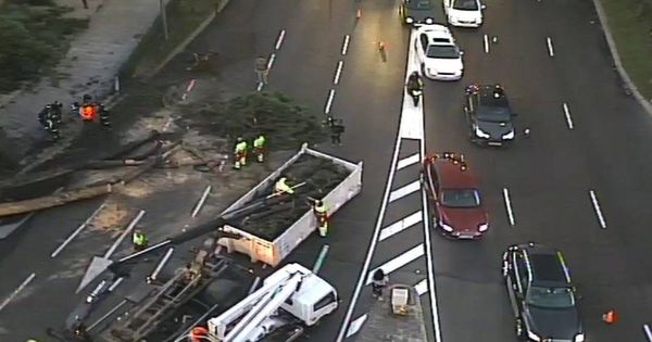 Foto: Imagen del incidente ocurrido esta madrugada y que ha cortado el tráfico en el Paseo de la Castellana. (Centro de Gestión de la Movilidad de Madrid)