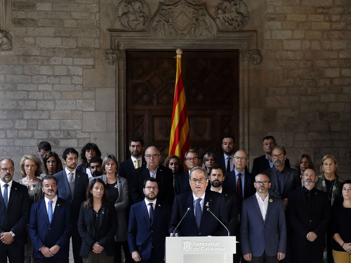 Comparecencia del presidente de la Generalitat, Quim Torra, tras la lectura de la sentencia. (EFE)