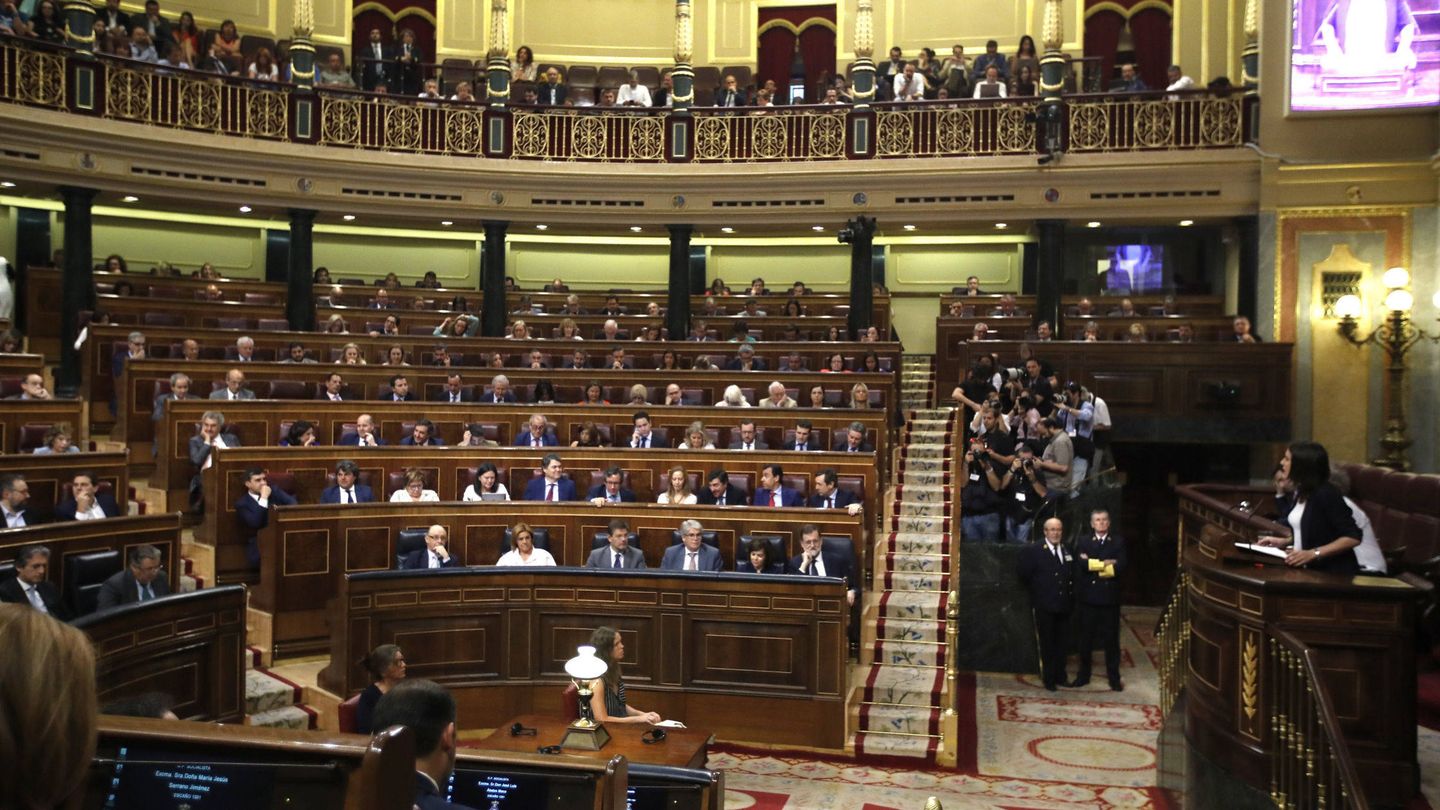 Imagen del Congreso durante la moción de censura de 2017. (EFE)