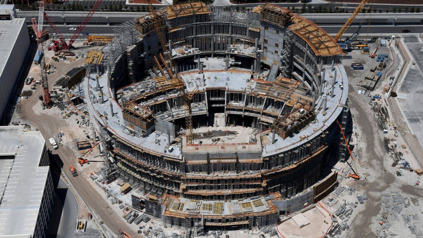 Construcción del Sphere, durante 2021. (Getty Images)