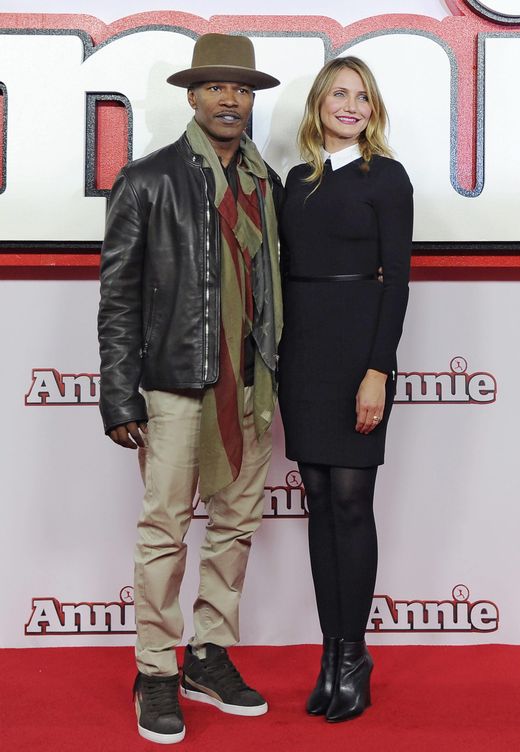 Jamie Foxx y Cameron Diaz, promocionando 'Annie'. (EFE)