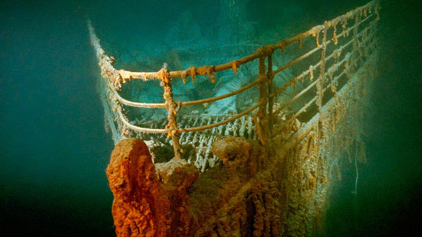 Imagen de la proa del Titanic en su estado actual. (Reuters)