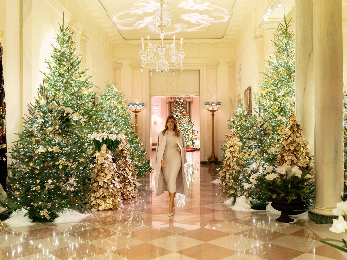 Foto: Decoración navideña en la Casa Blanca. (Melania Trump/Twitter)