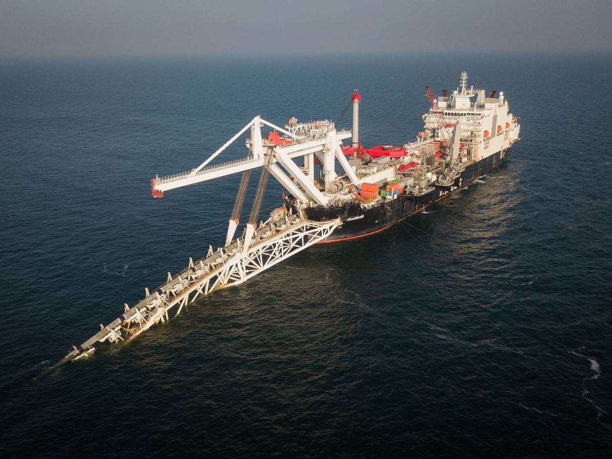 Foto: Un barco que participa en la construcción del gaseoducto Nord Stream 2.