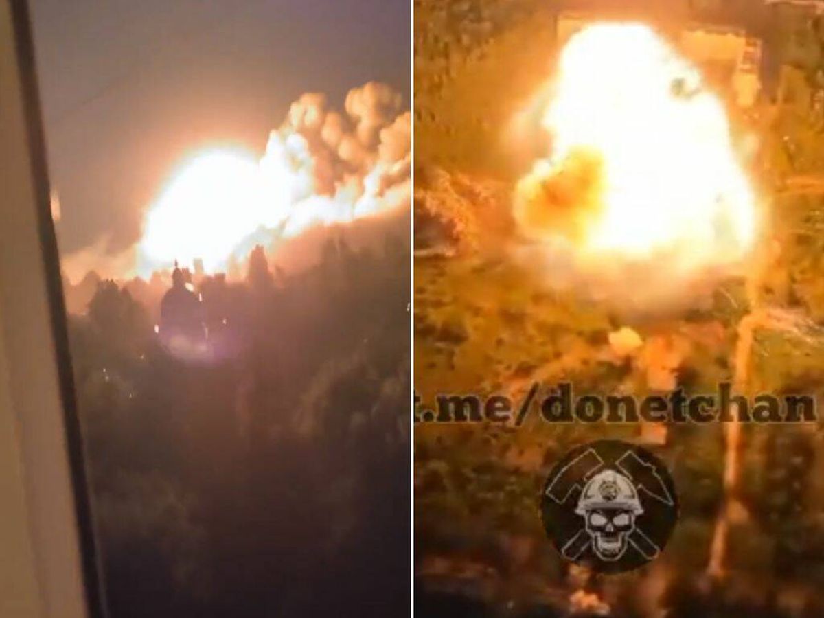 Foto: Así son las tremendas imágenes de la explosión en Makiivka, localidad controlada por los rusos en Ucrania (Twitter/@PuenteUribarri y @IAPonomarenko) 