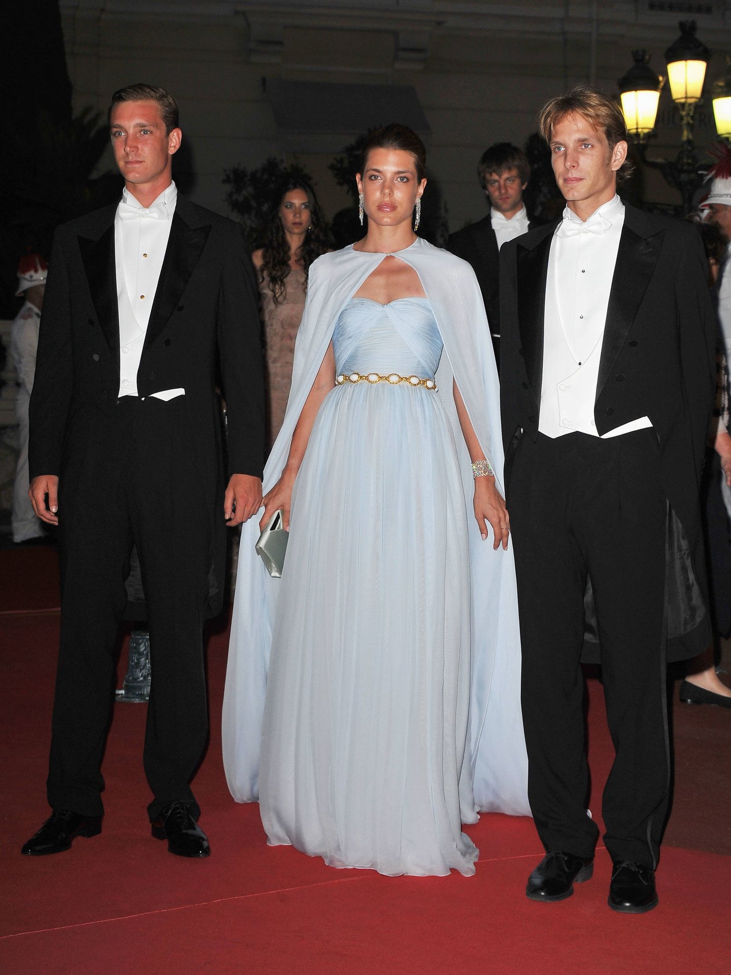 Carlota Casiraghi, con sus hermanos en la boda de Alberto y Charlène de Mónaco. (Getty)