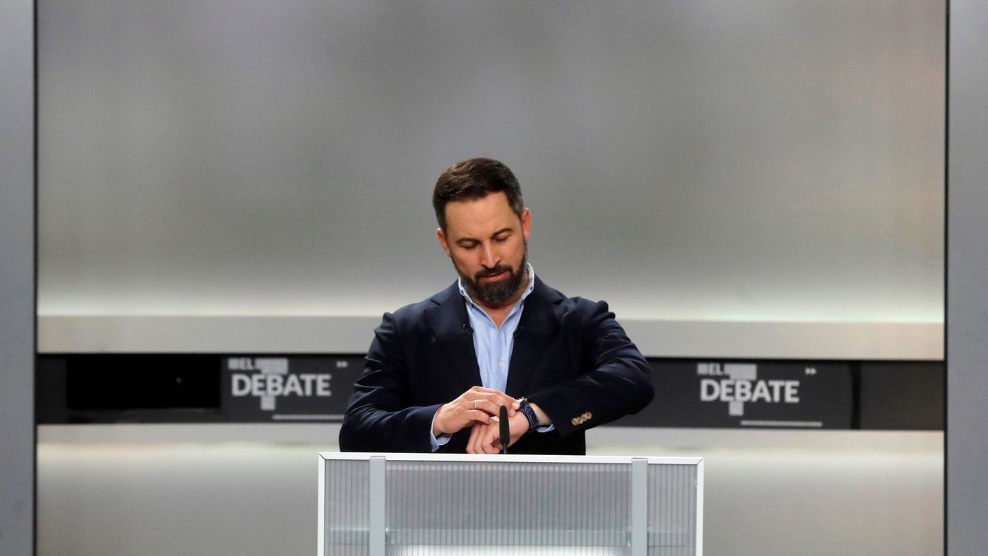 El líder de Vox, Santiago Abascal, en el debate. (EFE)