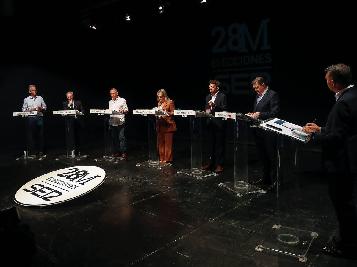 Foto: Los candidatos valencianos, en el primer debate de la campaña autonómica del 28M. (SER)