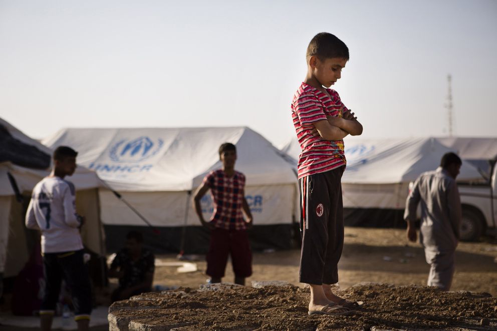Un niño en el campo para refugiados internos instalado en las afueras de Erbil (Reuters).