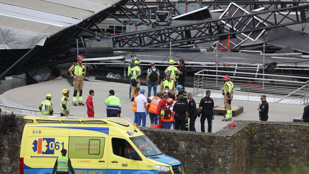 Al menos seis heridos, dos graves, al colapsar un escenario del festival O Son do Camiño en Santiago