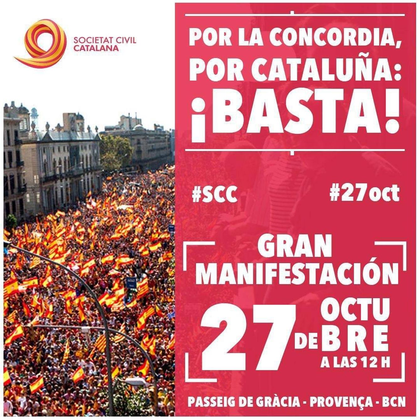 Cartel de la manifestación convocada por Societat Civil Catalana.