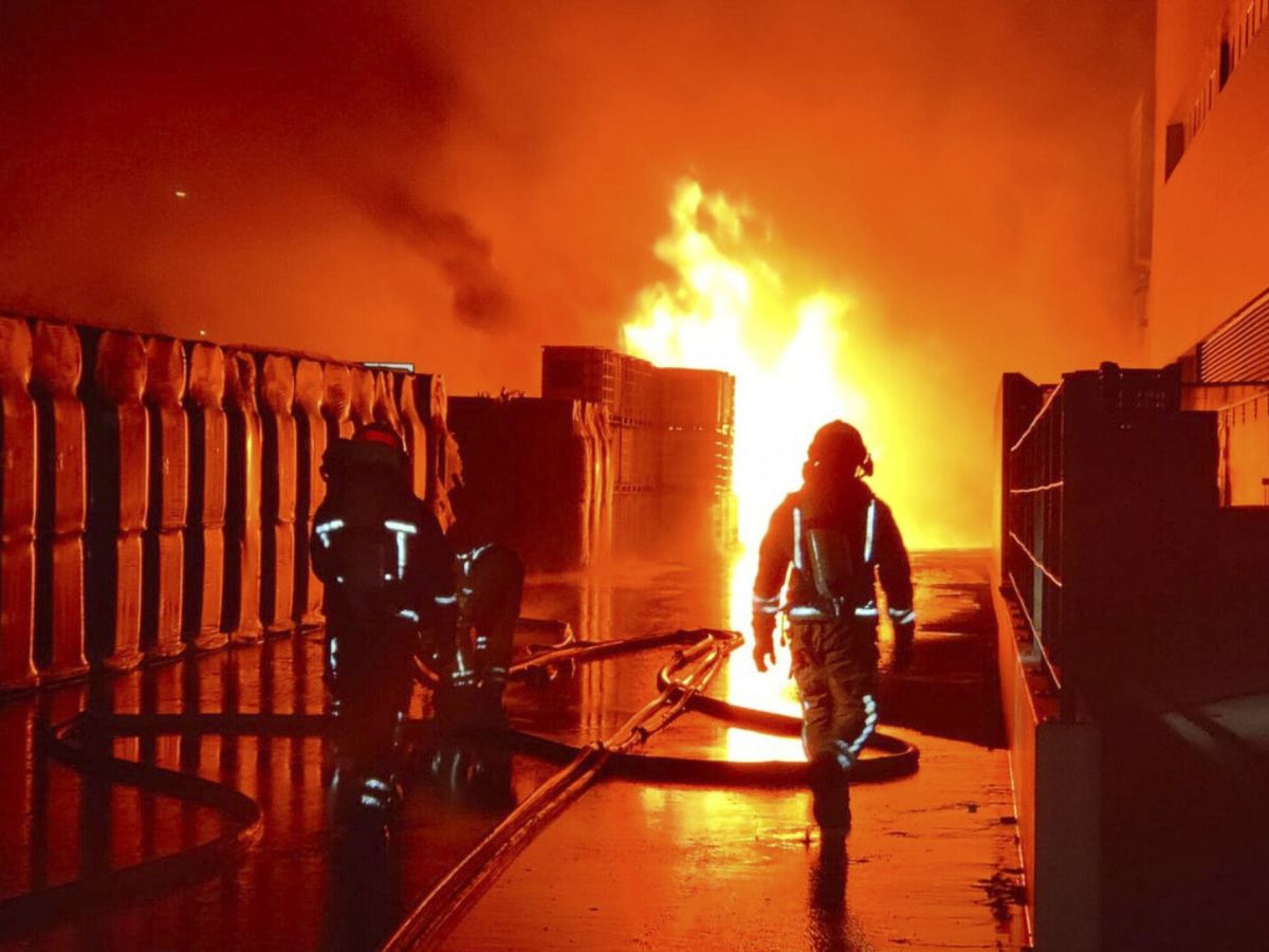 Foto: Imagen del incendio en la empresa química de Potries. (EFE/Consorcio Bomberos Valencia)