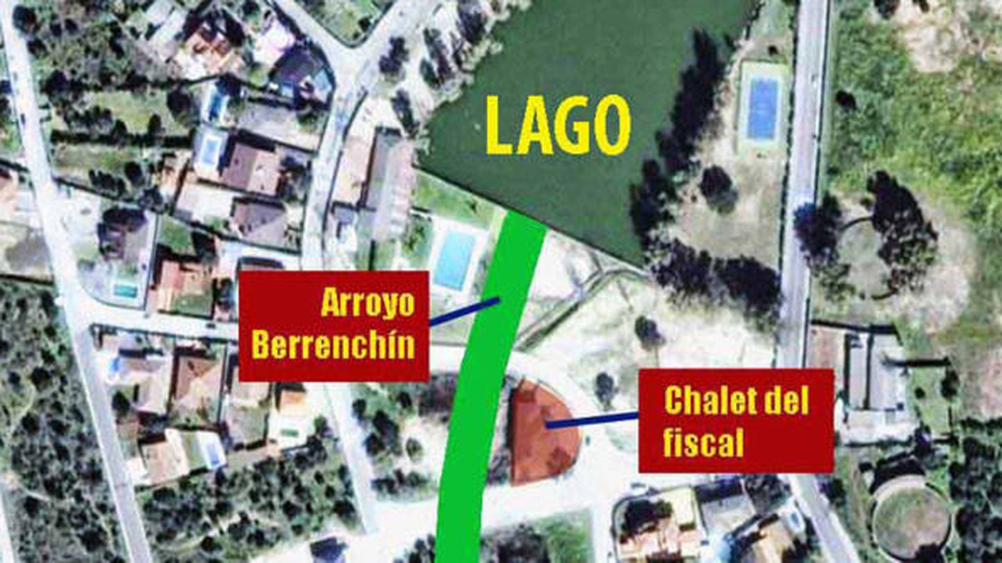 Imagen de satélite con la ubicación del chalet en el cauce del arroyo Berrenchín. (Acodap)