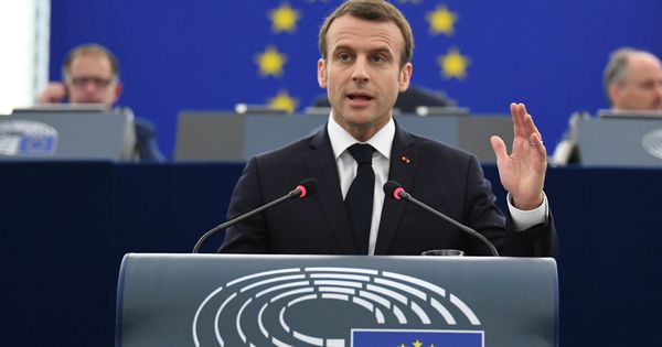Foto: El presidente francés, Emmanuel Macron, durante su intervención. 