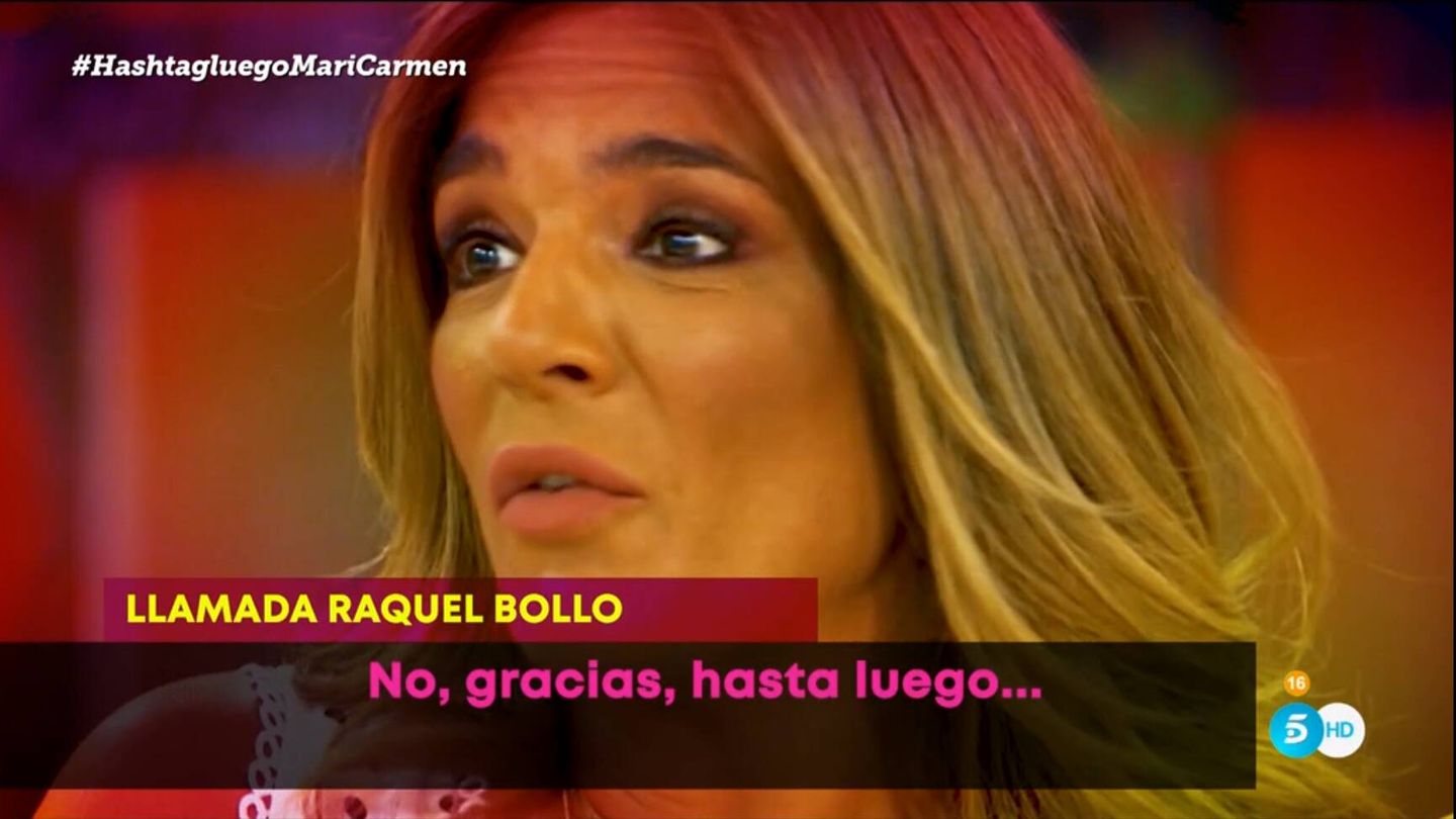 Raquel Bollo, en una llamada con 'Sálvame'. (Mediaset)
