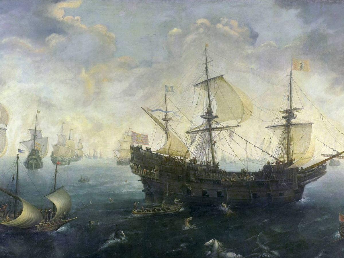 Foto: La Armada española, en los alrededores de la costa inglesa, cuadro firmado por C.C.W. circa 1620.