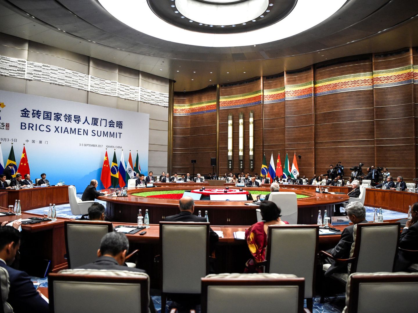 Vista general de la Cumbre de los BRICS en Xiamen, en la provincia china de Fujian, el 4 de septiembre de 2017. (Reuters)