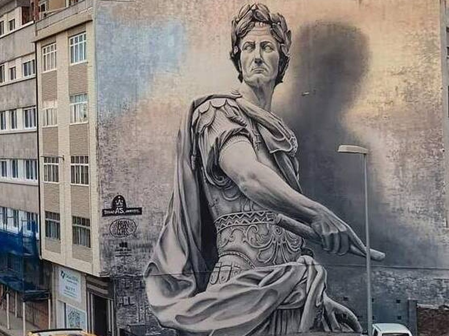 El mural del Julio César en Lugo, obra de Diego AS