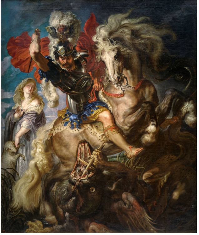 'La lucha de San Jorge y el dragón'. Pedro Pablo Rubens. 1605-1607. (Museo del Prado)