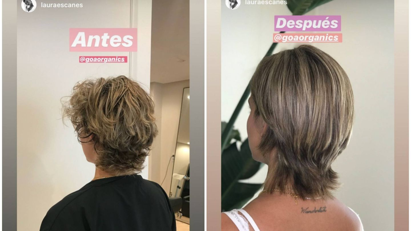 El antes y después del cabello de Laura. (Instagram @lauraescanes)