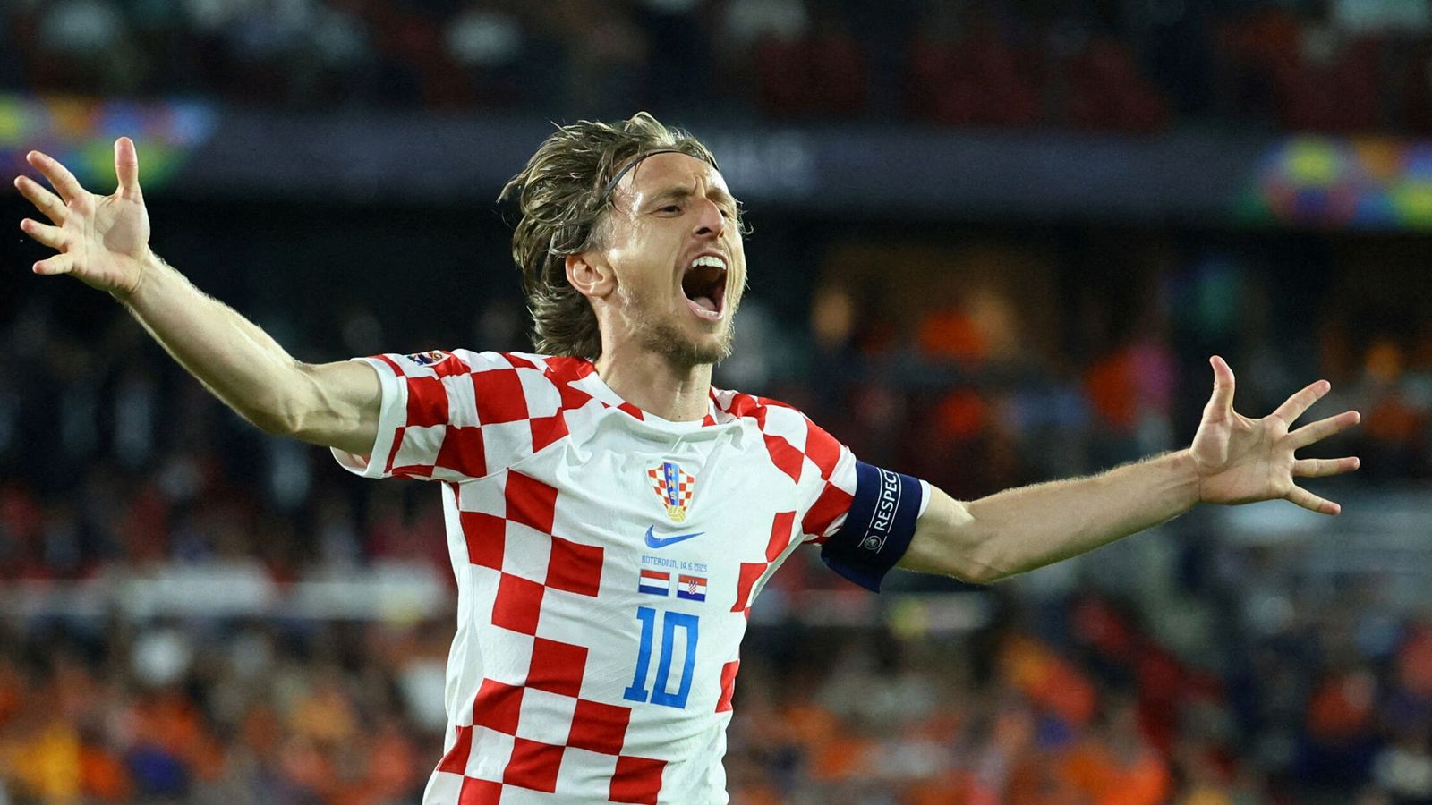 Modric celebra un gol con Croacia. (Reuetrs/Wolfgang Rattay)