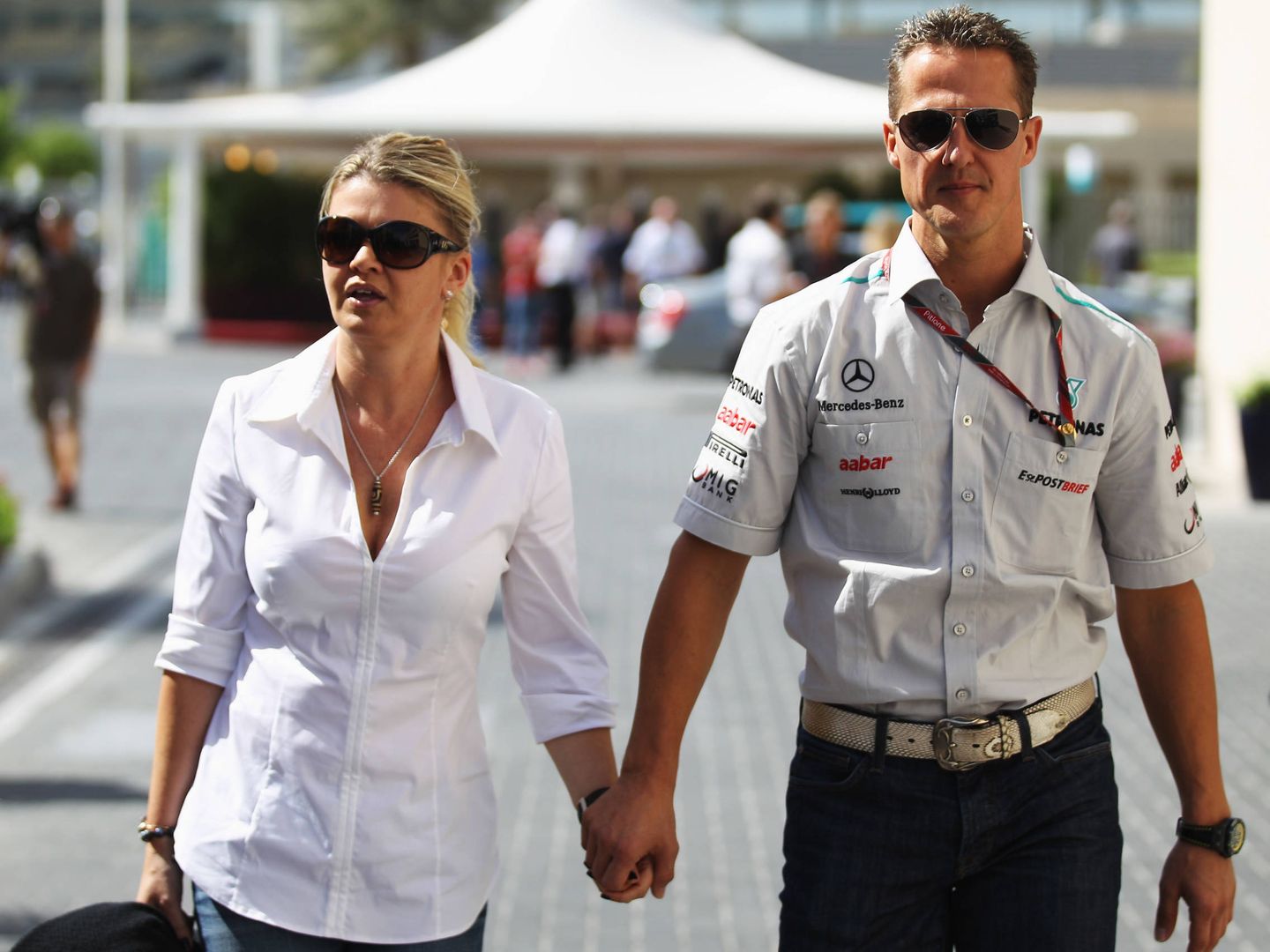 Corinna y Michael Schumacher, en Abu Dabi en 2011. (Getty)