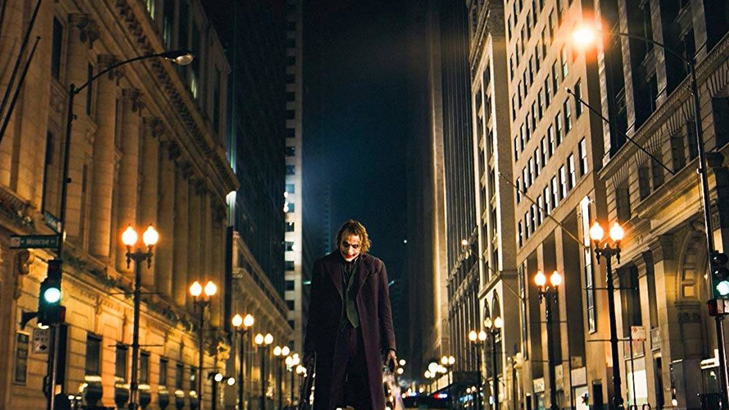 Heath Ledger como el Joker en 'El caballero oscuro'. (Warner)