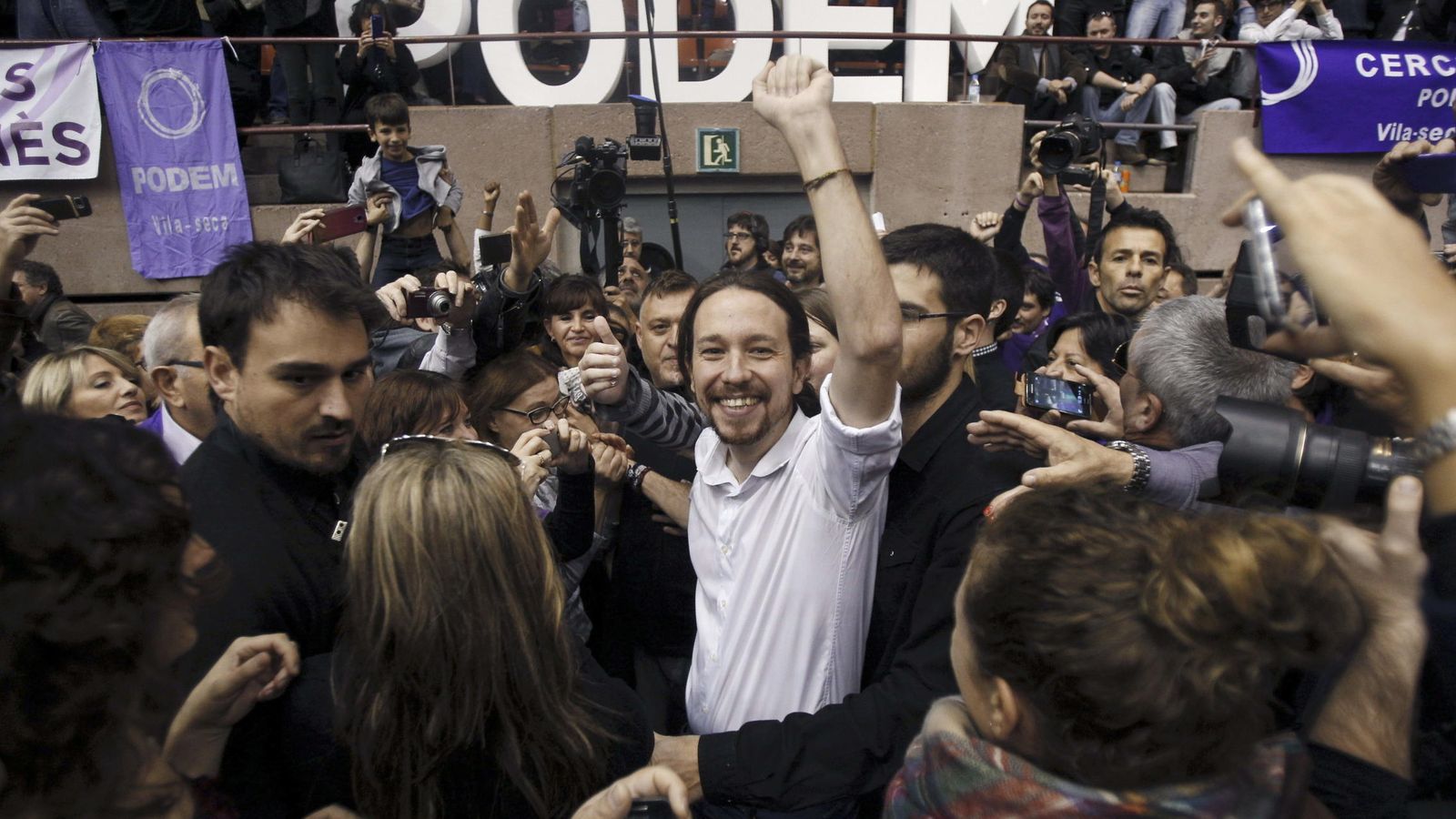 Foto: Pablo Iglesias en un mitin en Barcelona. (Efe)