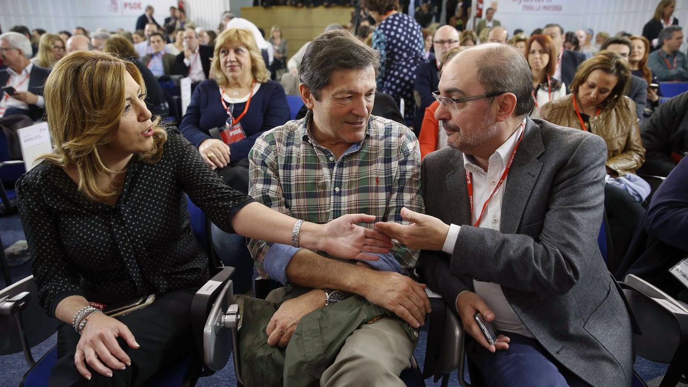 Susana Díaz, Javier Fernández y Javier Lambán, en el comité federal del PSOE del pasado 30 de abril. (EFE)