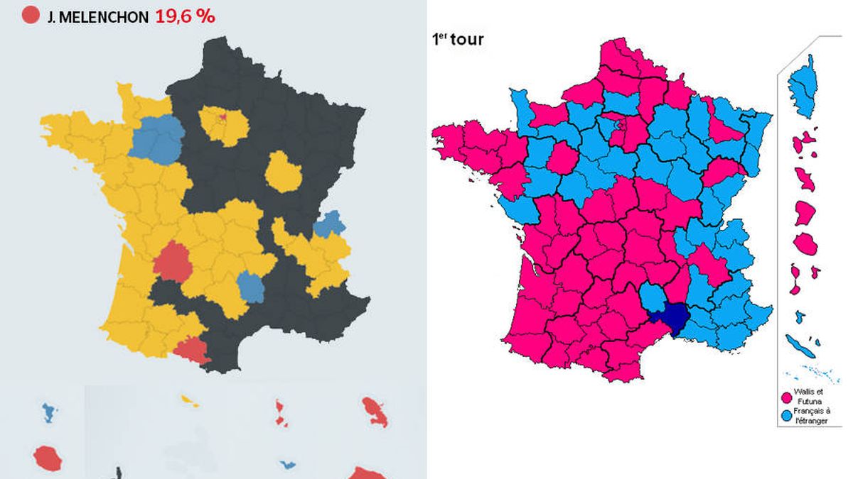 El mapa de resultados de las elecciones francesas de 2017, muy diferente a 2012