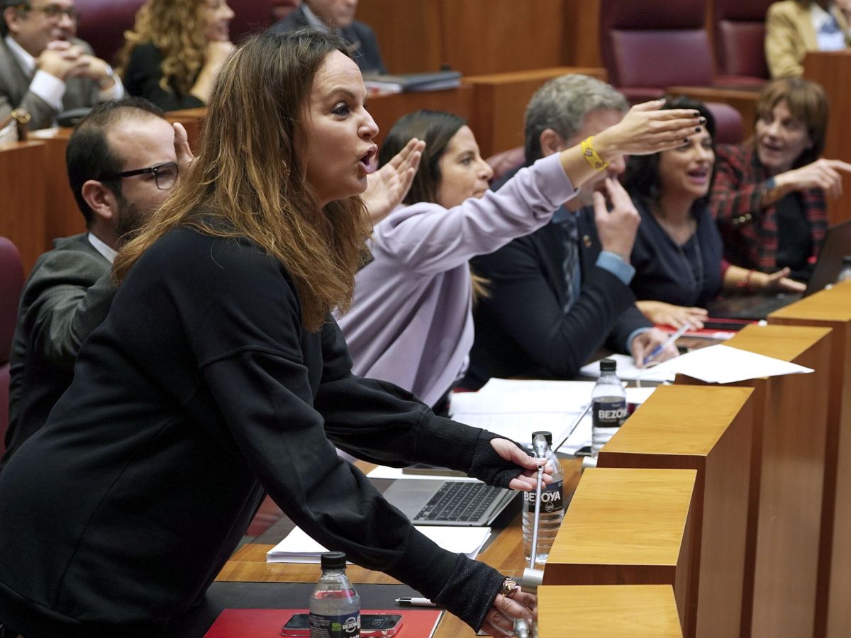 Foto: Las procuradoras socialistas en las Cortes de Castilla y León, en plena discusión esta mañana. (EFE/Nacho Gallego)