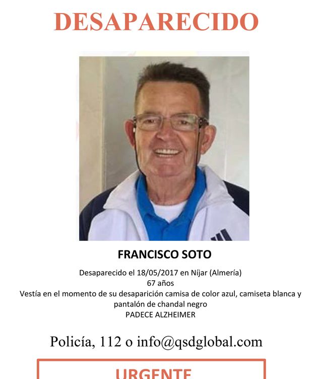 Cartel para buscar al desaparecido Francisco Soto.