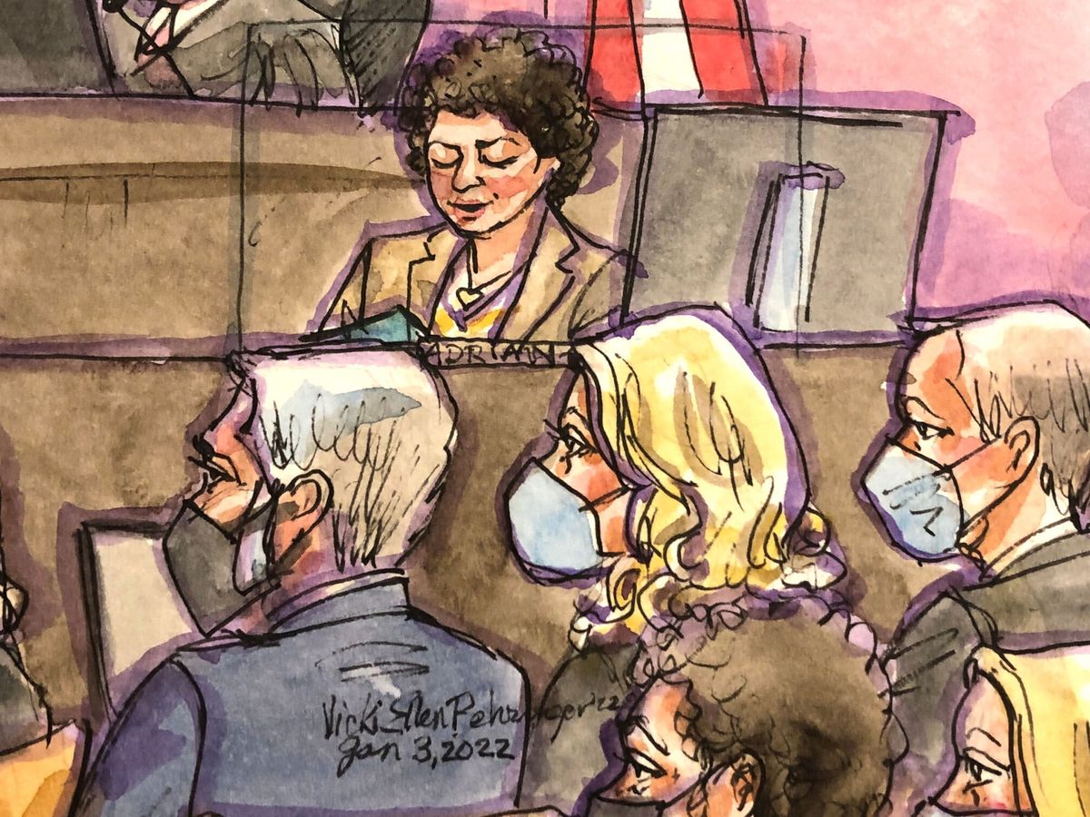 Foto: Dibujo del juicio de Elizabeth Holmes, CEO de Theranos. (REUTERS)