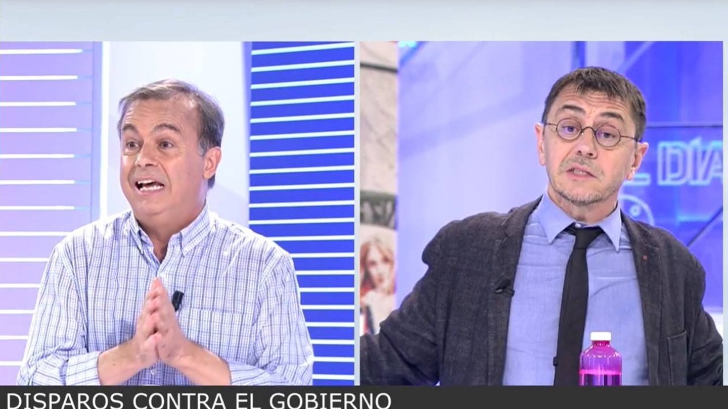Vicente Gil y Juan Carlos Monedero, enfrentados en 'Cuatro al día'. (Mediaset)