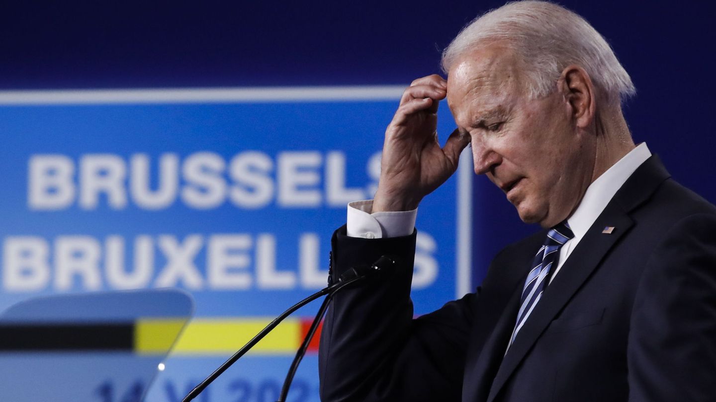 Joe Biden ofrece una rueda de prensa durante la cumbre de la OTAN en Bruselas. (EFE)