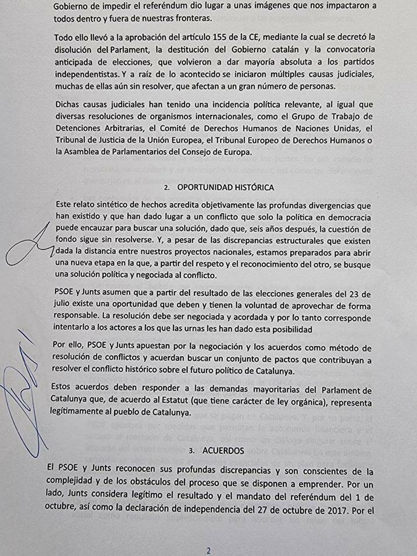 Acuerdo entre PSOE y Junts