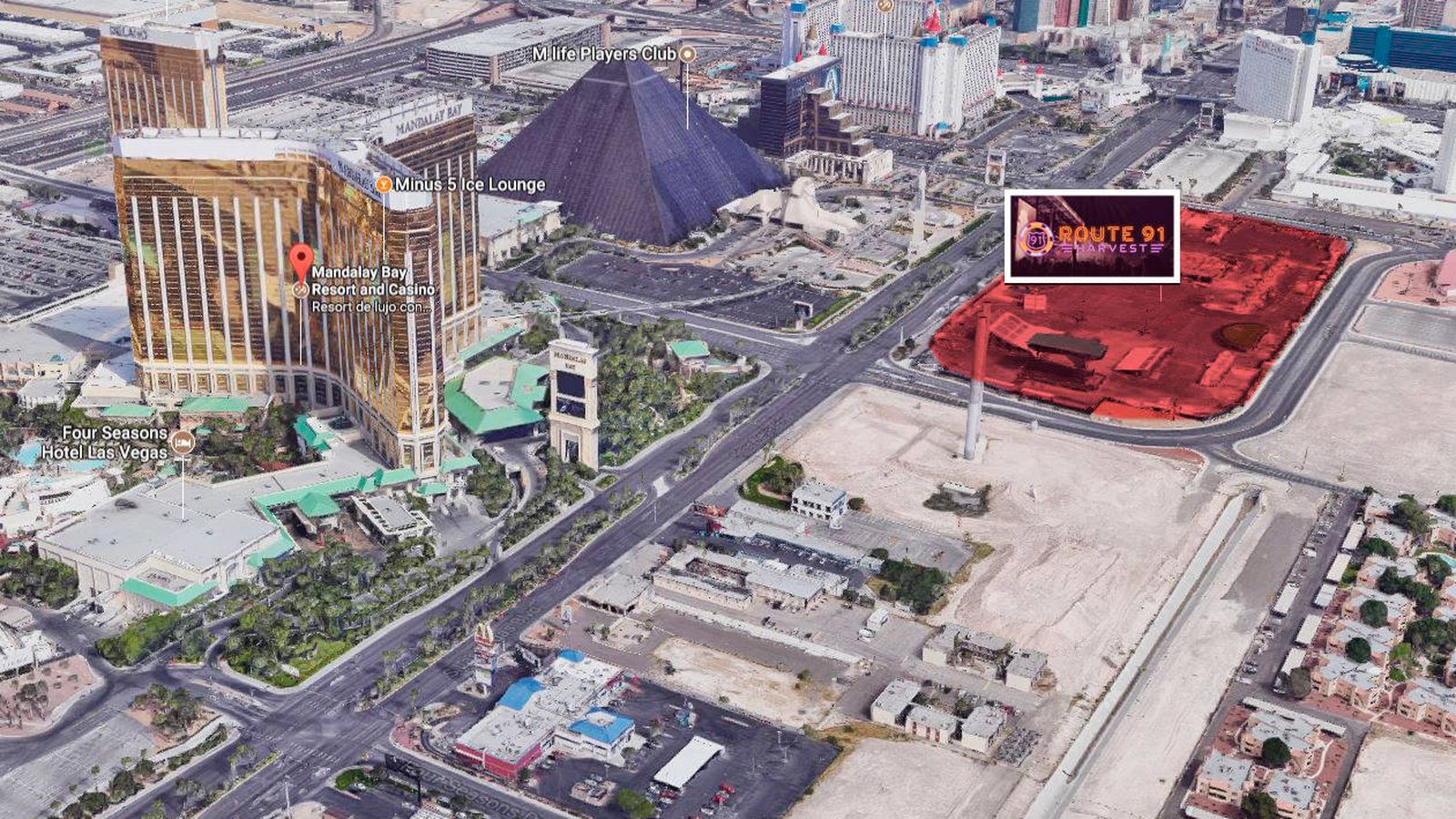 Foto: Distancia desde el hotel de Las Vegas hasta el festival del tiroteo (Google Maps)