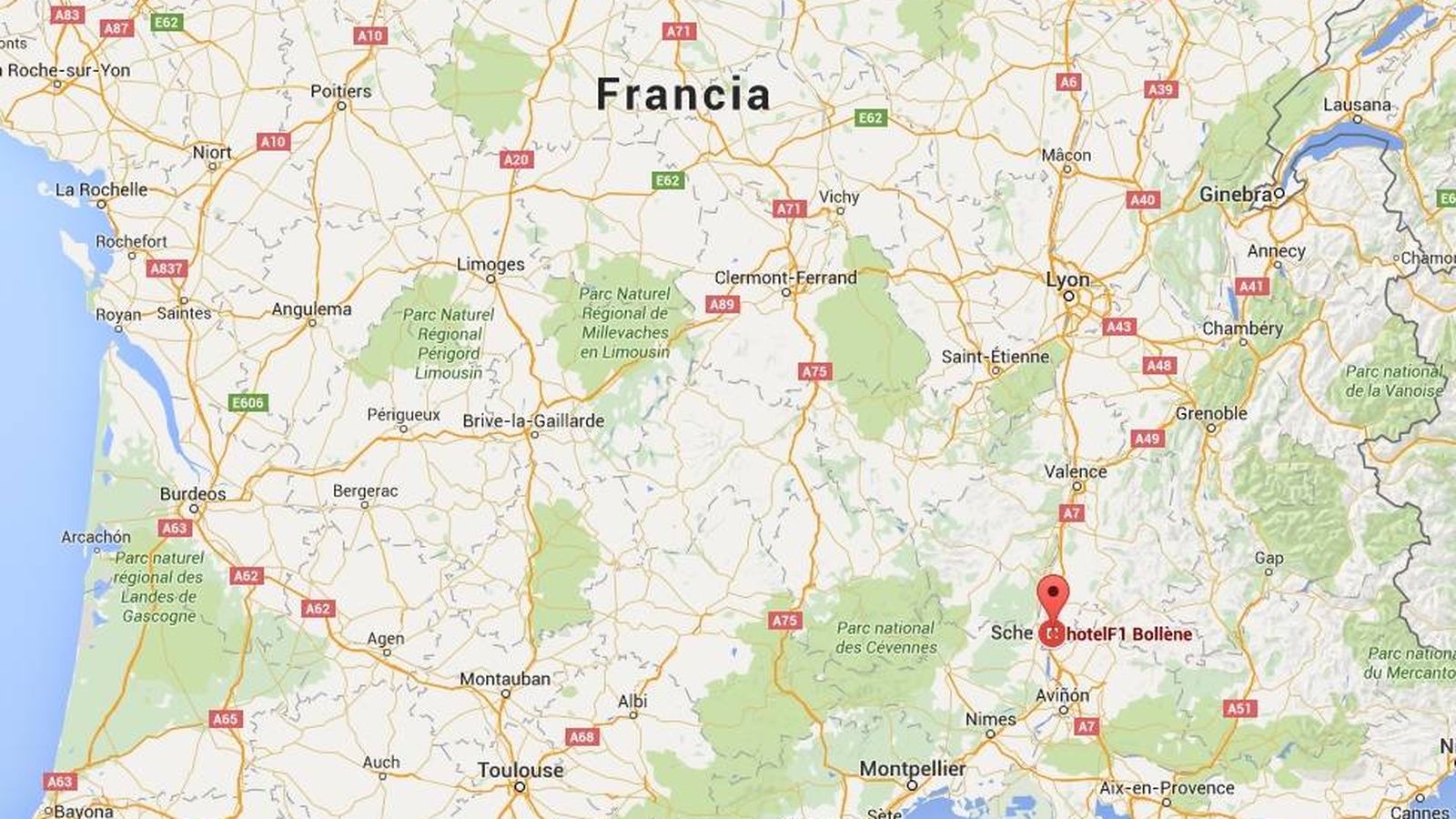 Foto: Localización del hotel en el sur de Francia. (Google Maps)